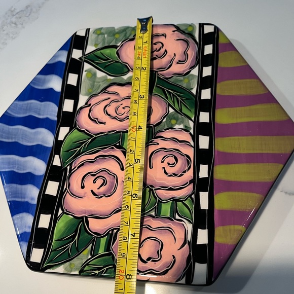 Prospero design works decorative plate.  6 sided plate has beautiful colors! - Picture 2 of 5